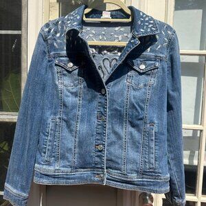 Chico's Women's Peace Love Chic Denim Jacket Size 4-6 Sz Chicos 0 / Regular 4